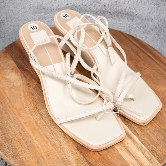 Dolce Vita Sandals Size 10 Gemini Cream Square Toe Wedge Heel - Picture 1 of 5